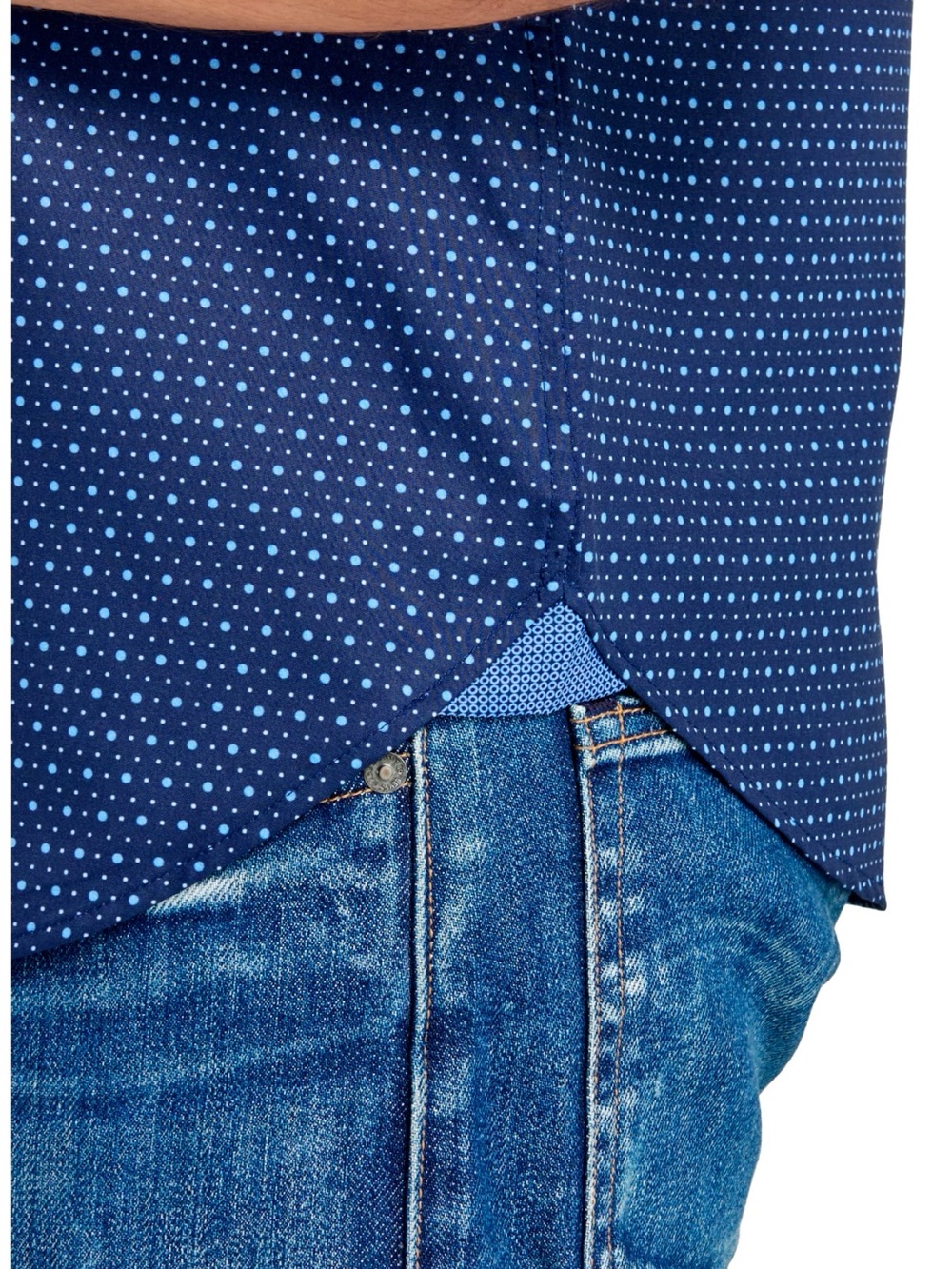 Construct- Men's Short-Sleeve Navy Microdot Shirt - Picture 6 of 9